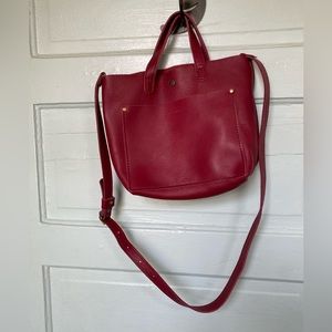 BNNU Portland Leather Goods Cranberry mini snap crossbody purse
